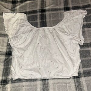 Aeropostale White Eyelet Flutter Crop Top